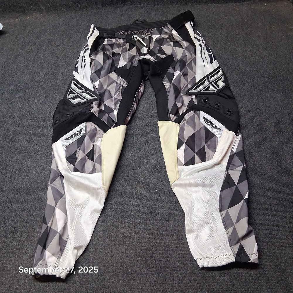 Fly Racing Kinetic MotoCross Protective Pants Size 36 Gray‎ And White